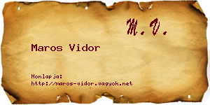 Maros Vidor névjegykártya
